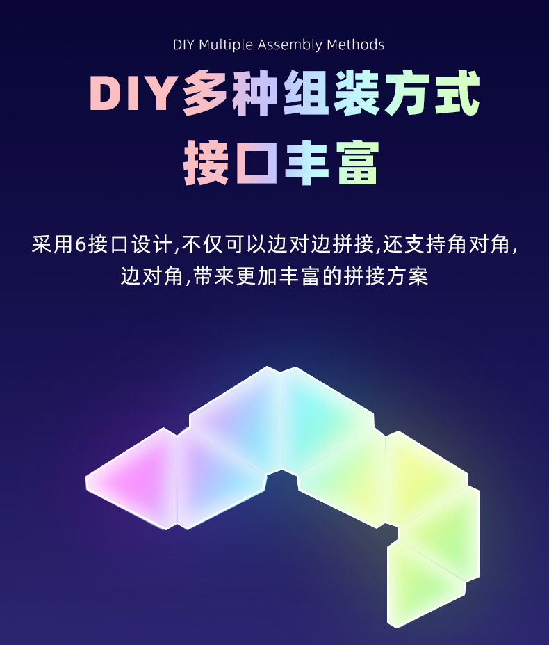 灯WIFI奇光板量子灯拾音拼接DIY壁灯三角灯灯光心形幻彩可调光详情11