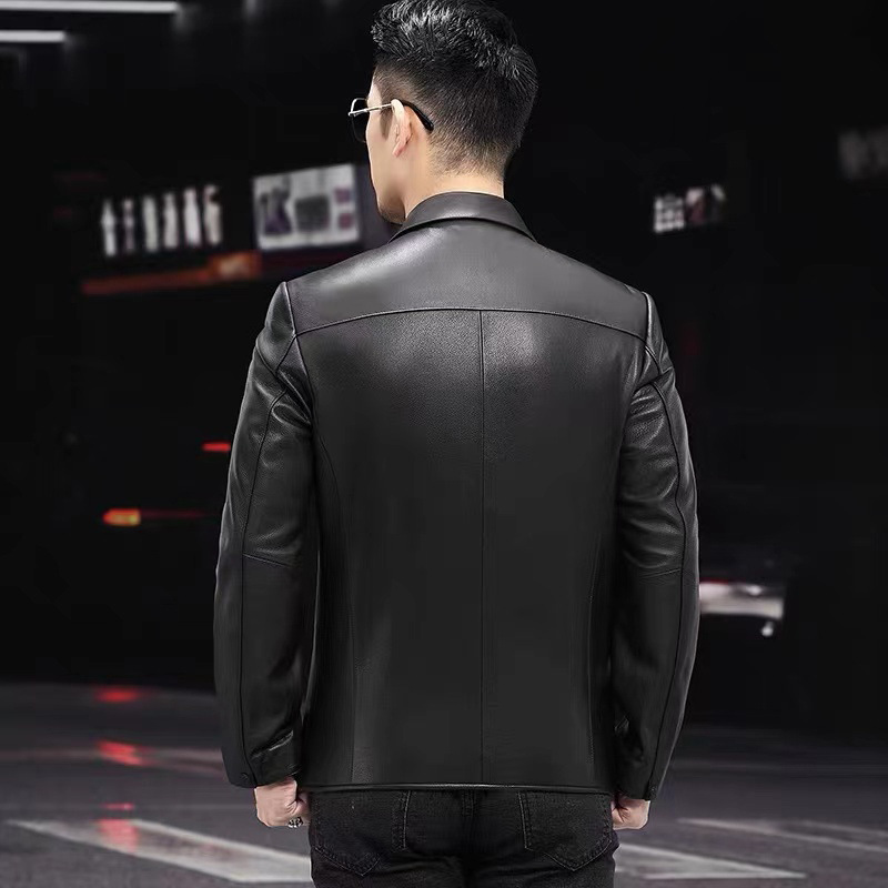 Wholesale of men's casual lapel leather jackets with fleece and thickened large-sized pu men's coats for the 2022 autumn and winter season details Picture