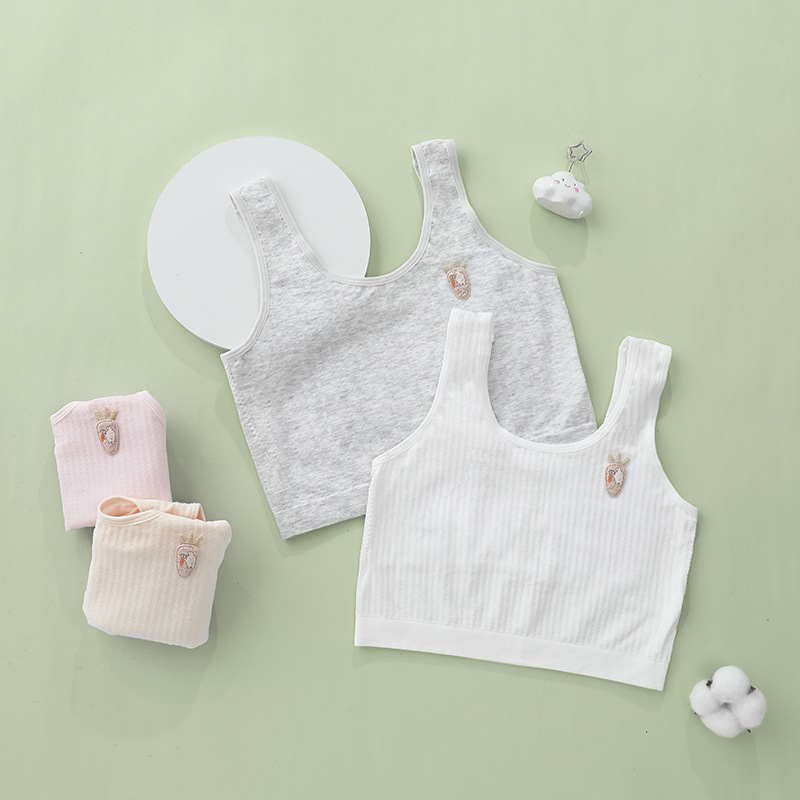 Girls Vest Without Underwire Bra Women's Cotton Growth Period Double Cotton Top Chest Thin Breathable Underwear
