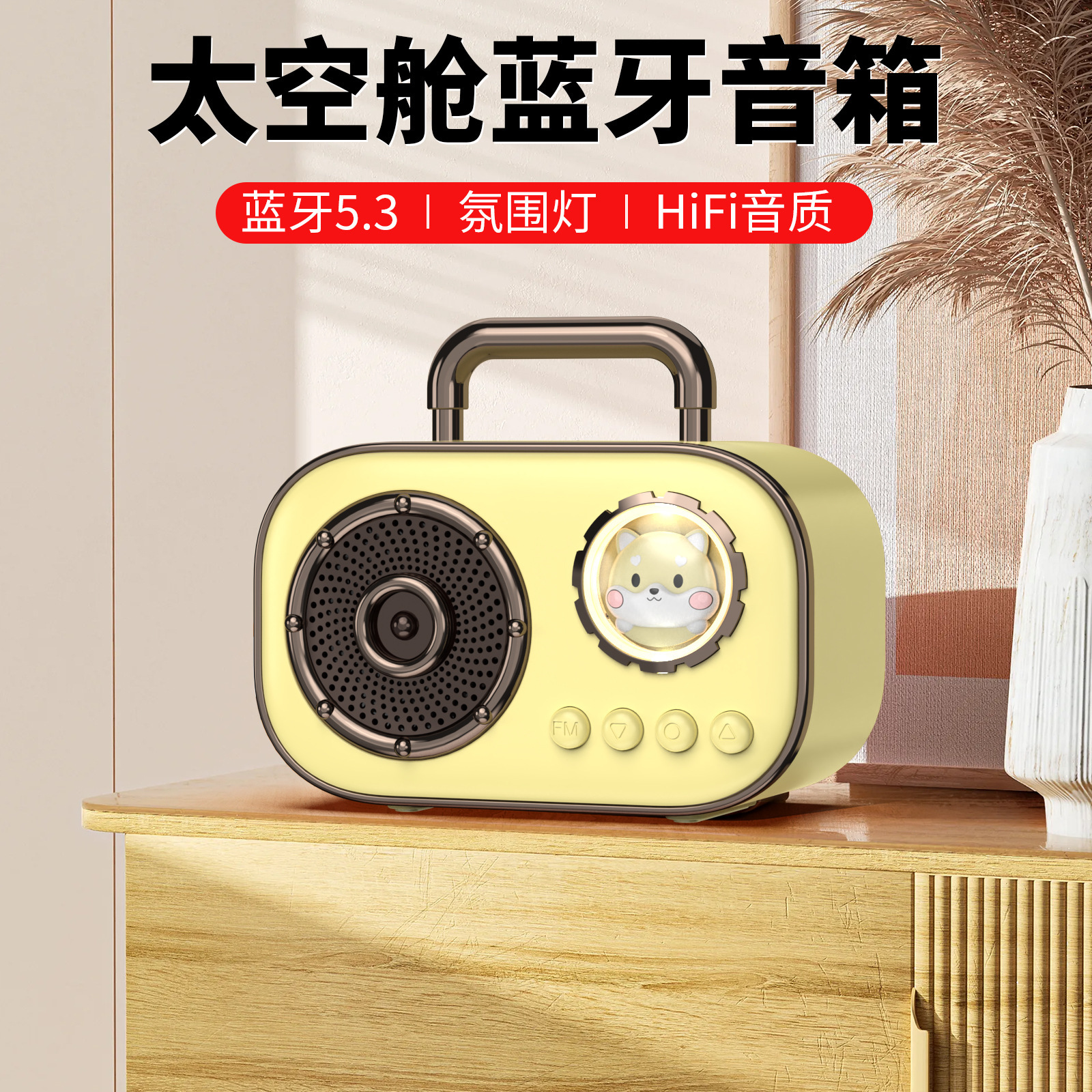 Retro cute pet space capsule wireless Bluetooth speaker