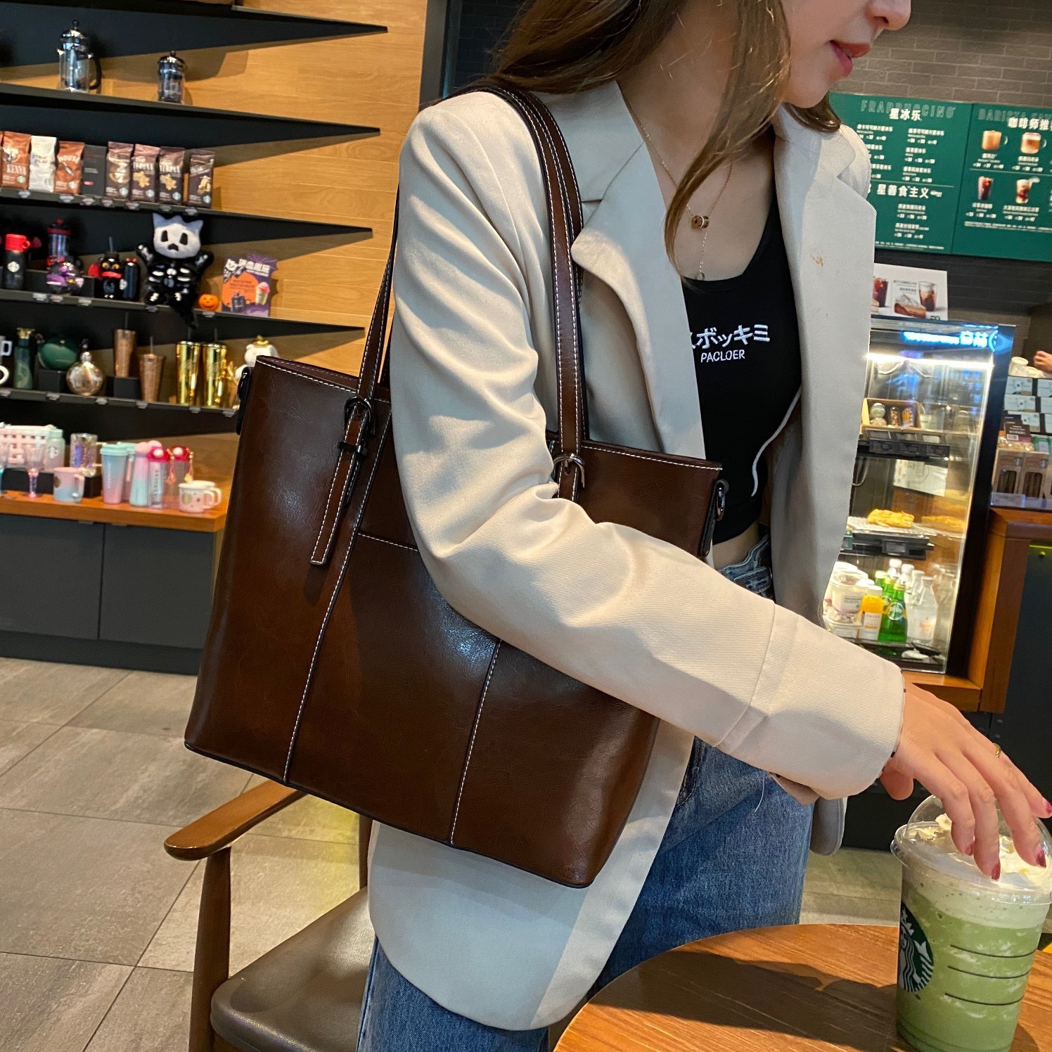 大包包真皮女包2024新款潮时尚大容量牛皮斜挎包女手提托特单肩包