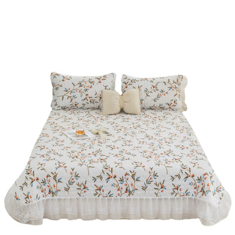 夏季床盖三件套床单水洗棉被单双层蕾丝花边夹棉床罩批发一件代发详情图5