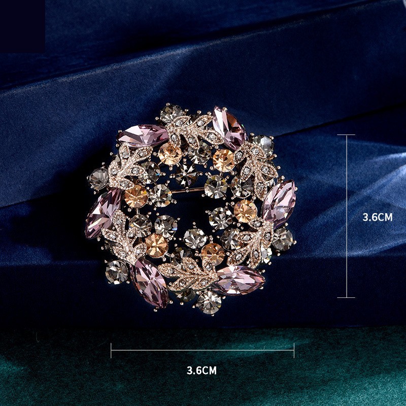 Elegant brooch, Bauhinia flower, high-gloss floral dress, diamond-encrusted, retro style and exquisite full diamond brooch dress decoration