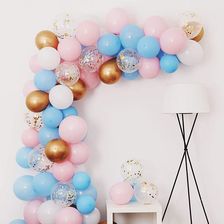 ins网红马卡龙蓝粉 生日套装气球 生日派对 求婚 装饰布置背景