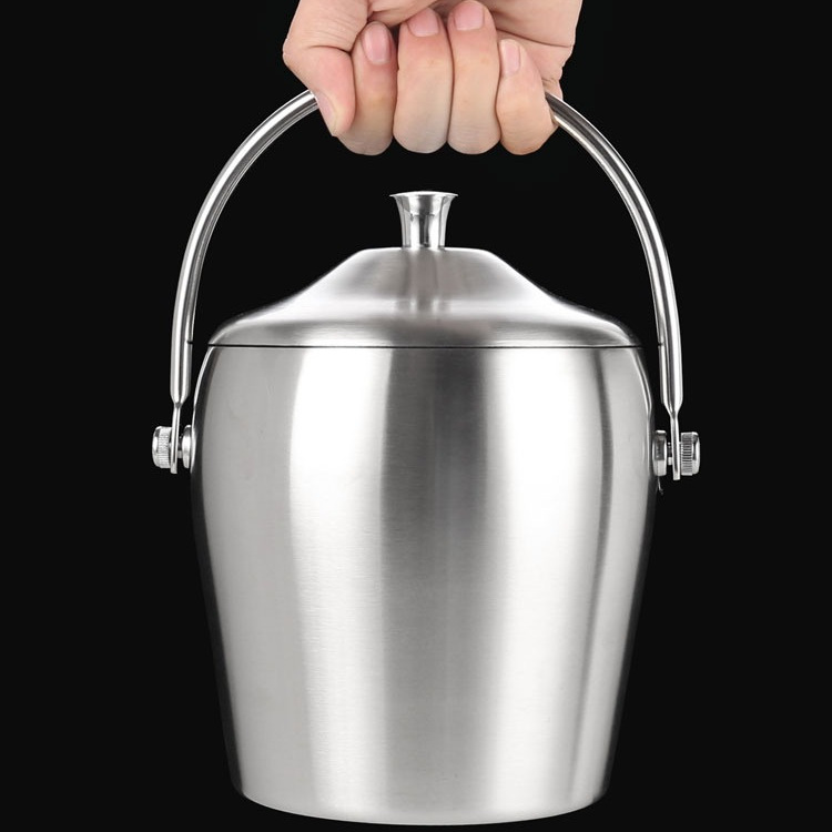 Thickened stainless steel ice bucket, double-layer champagne bucket, red wine chilled beer ice cube bucket, KTV bar equipment ice wine bucket details Picture