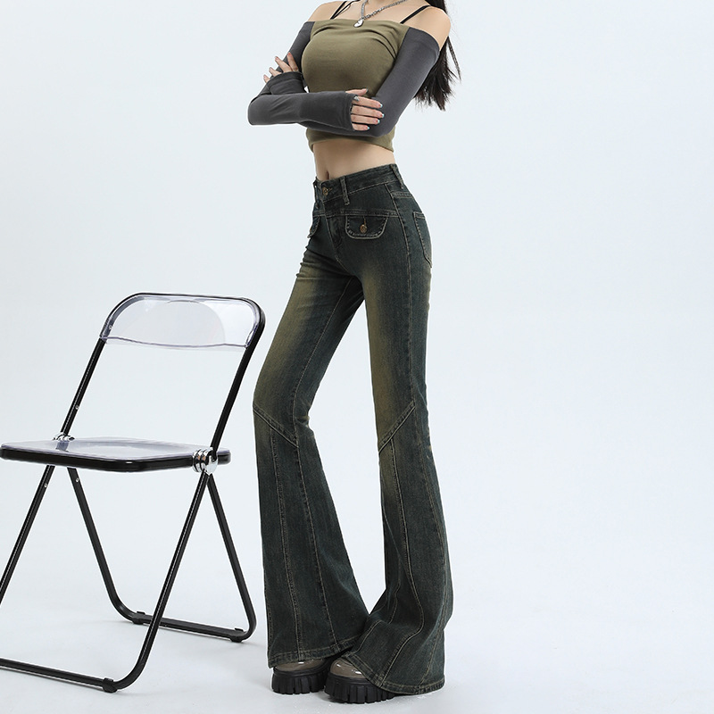 Slightly flared jeans for women in autumn, high-waisted and slimming design, hot girl hoof-shaped flared pants for spring and autumn 2023 new style Application Scenario
