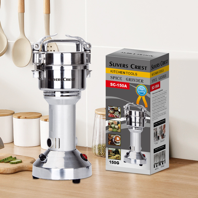150G Foreign Trade Small Stainless Steel Grinding Mill For Household Use, Multi-Purpose For Grains, Spices And Soy Products