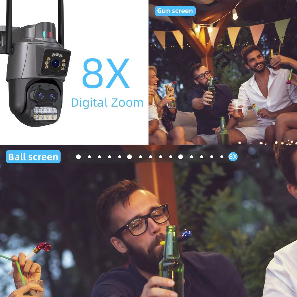 Dual-Lens Wifi Wireless Surveillance Camera For Home Network Cross-Border Monitoring Specification drawing