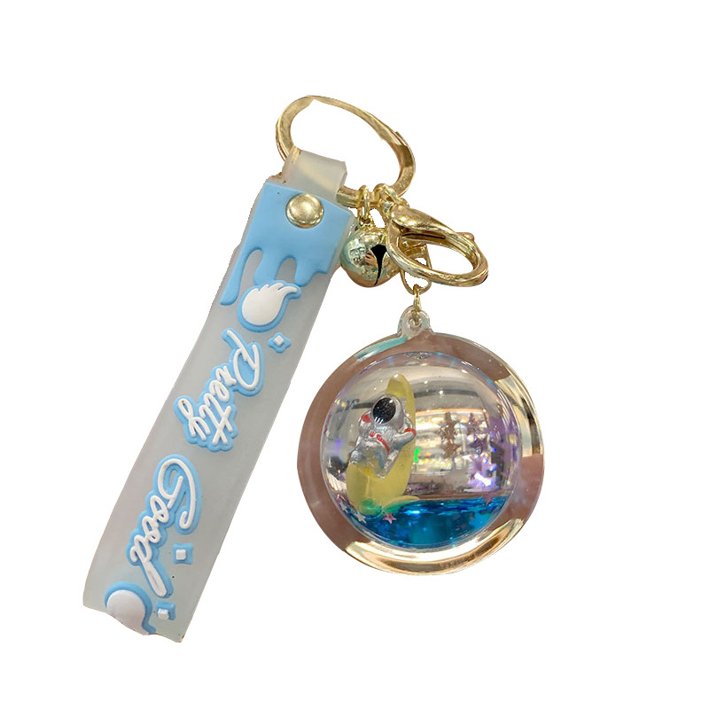 Floating sand, astronaut key chain, creative acrylic bag, key pendant, oil-filled liquid pendant, key chain Item Picture