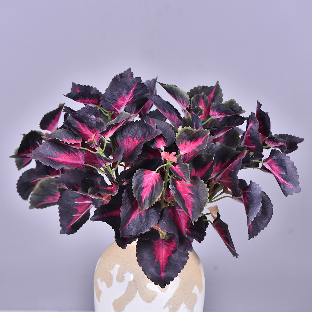 Factory direct sales of simulated touch Perilla leaves, flower arrangements, leaf materials, simulated plants, soft furnishings, wedding and banquet landscaping, and simulated plants Specification image