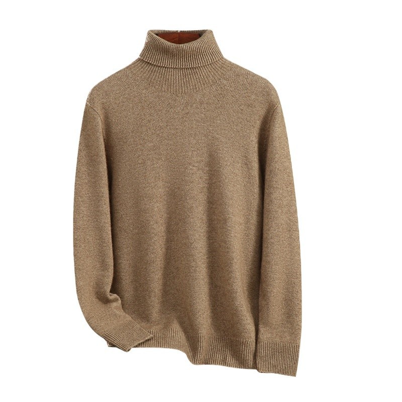 The new autumn and winter cashmere sweater for men, a knitted base layer, is a one-piece ready-to-wear high-collar loose thick sweater worn inside Item Picture
