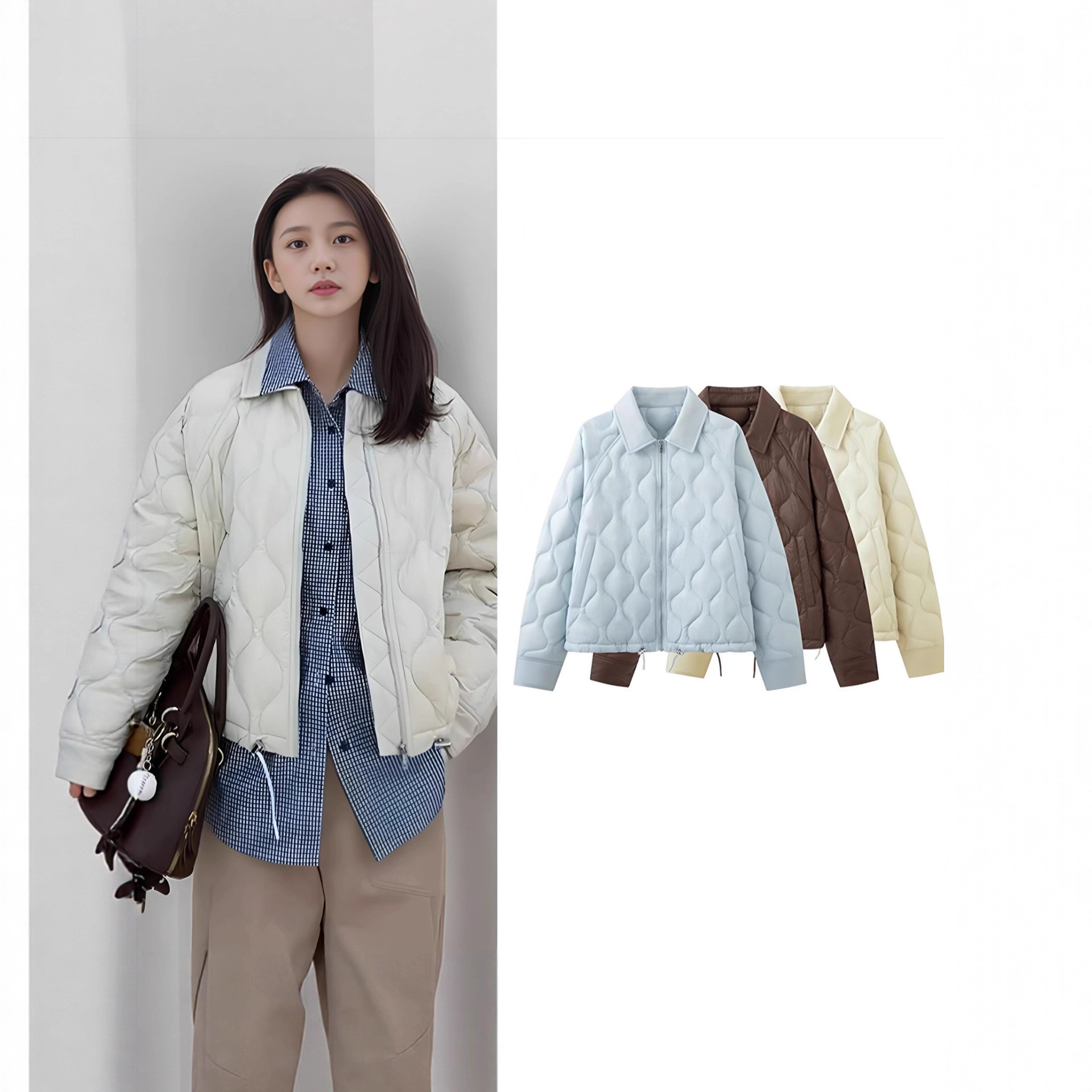 Domestic Bird Family's 2025 winter new women's fashion, versatile, light and short down jacket A1ACF4126 Specification image