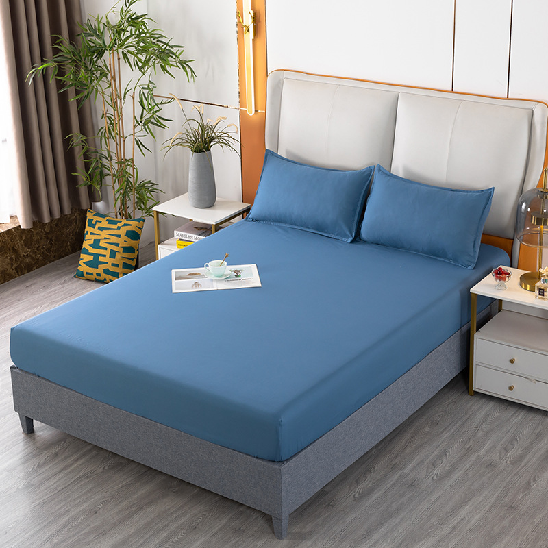 Solid Color Printed Bed Cover Single-Piece Double Bed Cover Dust-Proof Sheet Cover Three-Piece Bed Cover details Picture