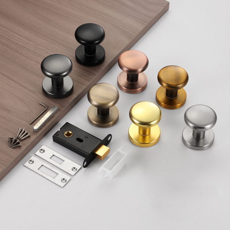 Alloy Invisible Door Lock Concealed Door Bedroom Door Background Wall Handle Keyless Circular Single-Sided Double-Sided Lock Mute details Picture