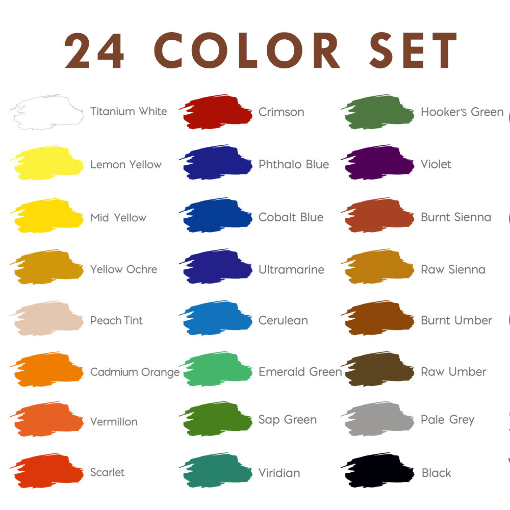 新品40件丙烯颜料绘画套装 24色12ml手DIY涂鸦绘防水丙烯颜详情图4