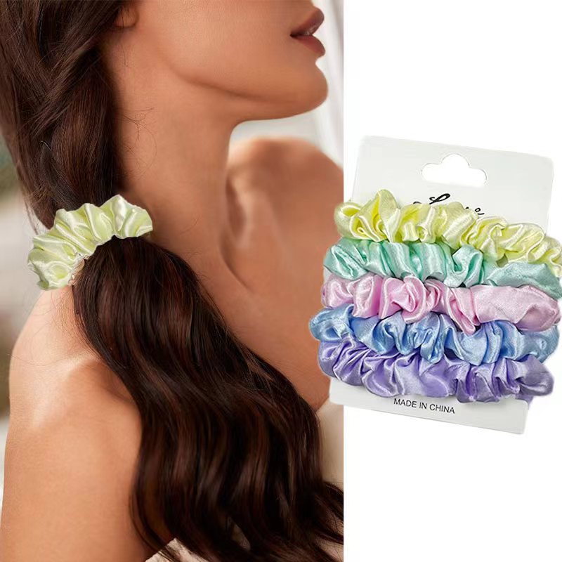 Korean pleated large intestine hair tie, chanel-style satin retro hair tie, elegant hair tie, graceful hair tie for women details Picture