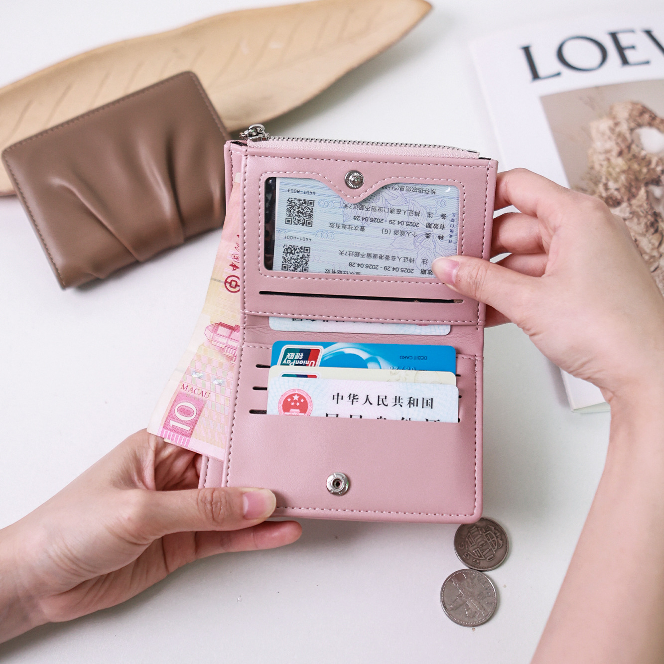 钱包/女士钱包/吧唧/女士钱包双包合一定制/印花女士钱包细节图