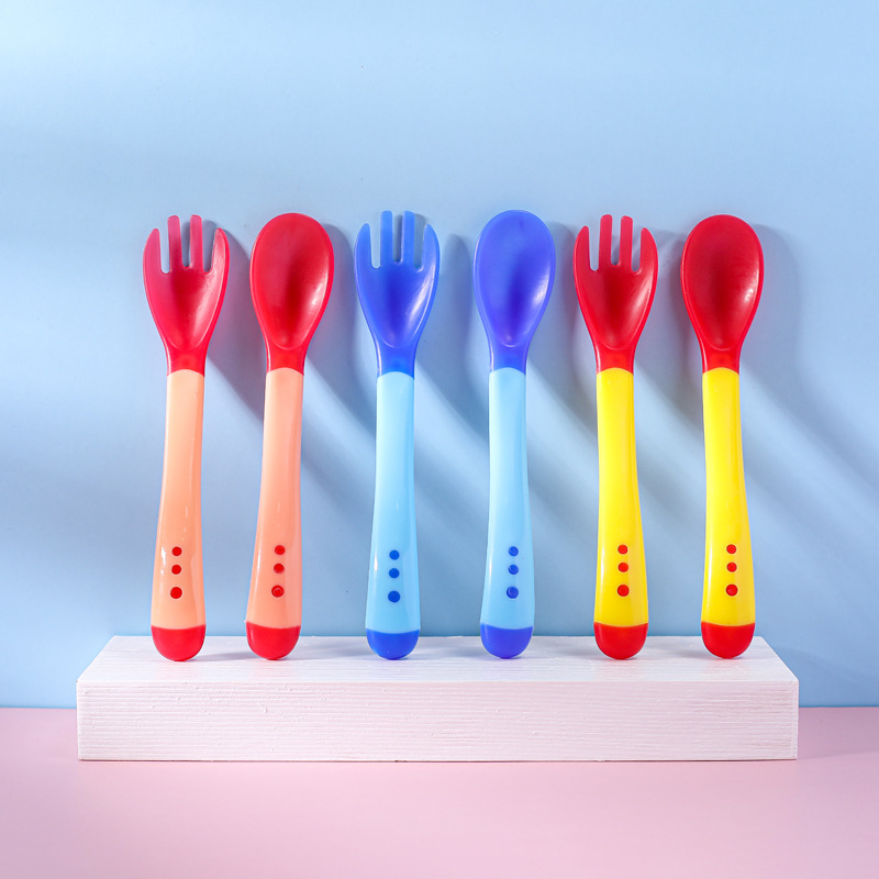 Love Baby Treasure Factory Direct Baby Temperature Spoon Baby Feeding Spoon Soft Head Soup Spoon Silicone Spoon Temperature Change Spoon Specification drawing