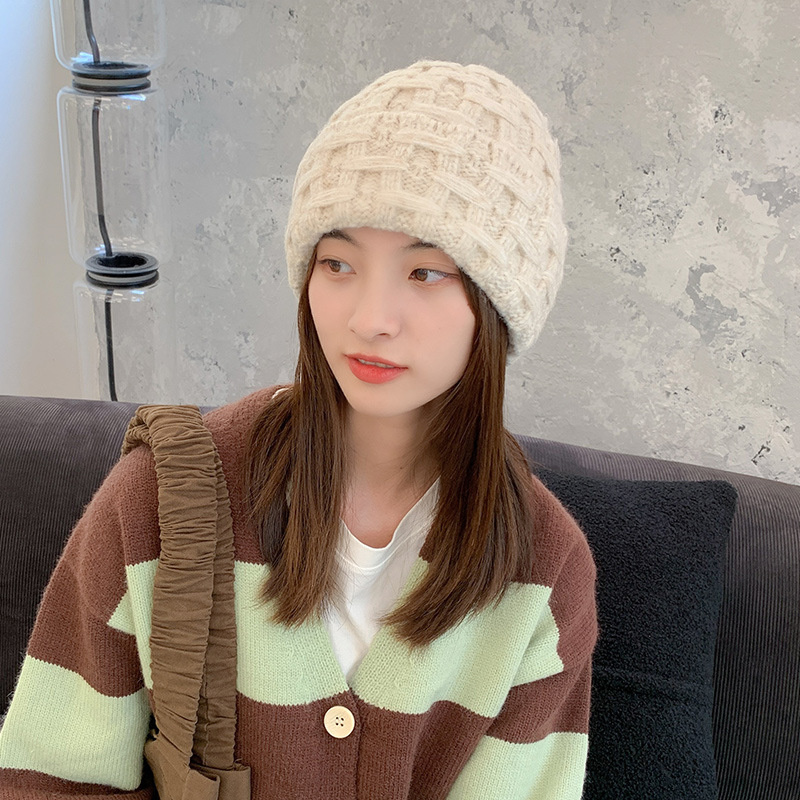 Knitted knitted knitted knitted knitted knitted knitted knitted knitted knitted knitted knitted knitted knitted knitted hat female warm baotou hat Japanese everything net red cold hat big head around ins fried street hat