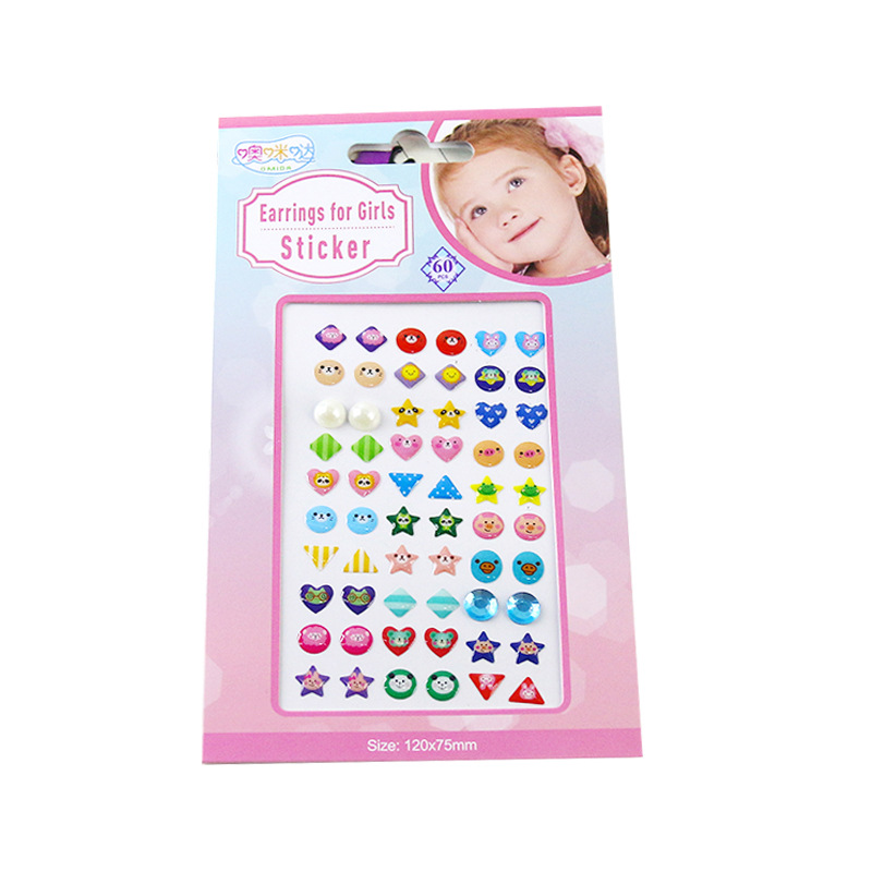 Cross-border children's 3D stickers, girl earring stickers, DIY colored diamond stickers, nail stickers, decorative stickers, crystal resin stickers Item Picture