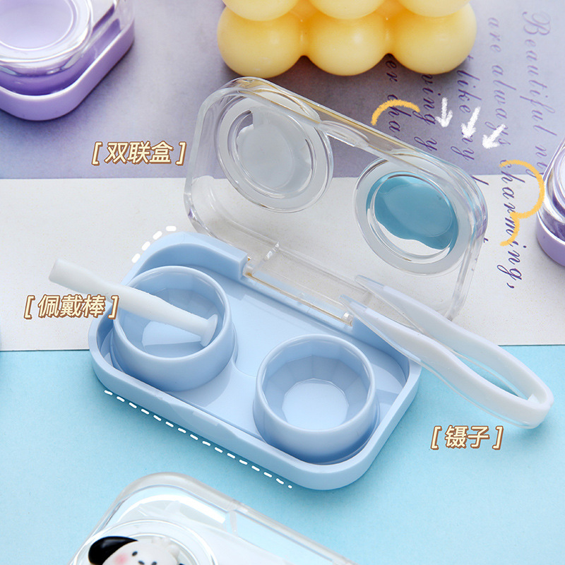 Creative transparent contact lens case, cute and portable cartoon color contact box, three-dimensional decorative contact lens companion box Application Scenario