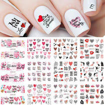 Cross-border new nail stickers Instagram love rose lip print lettering portrait lover water-saving print nail stickers