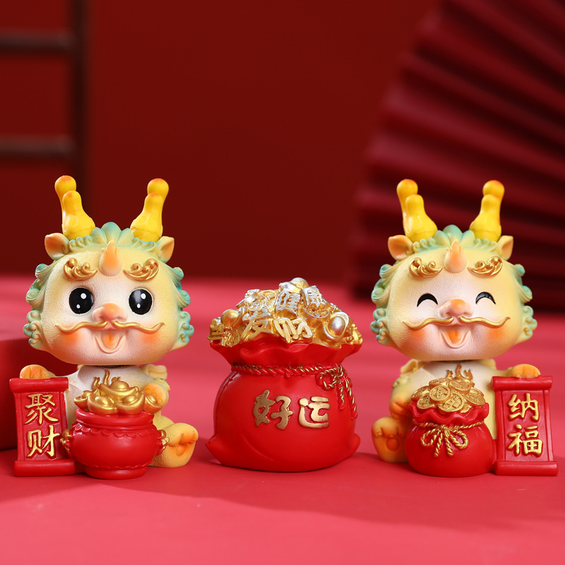 New zodiac Chinese trend dragon car center console decorative ornaments, desktop mobile phone stands, resin handicrafts, gift batch Specification image