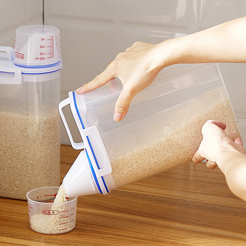 Japanese Transparent Multi-Grain Tank Plastic Kitchen Sealed Tank Rice Bucket Storage Jar Grain Multi-Grain Storage Box Wholesale Specification drawing