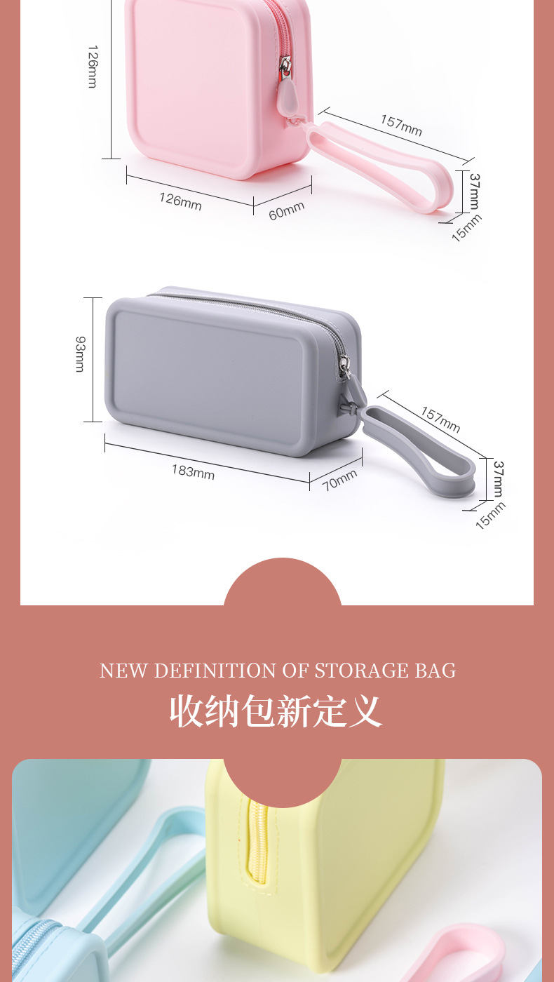 New silicone large-capacity hand-held storage bag, travel portable, waterproof, sugar cube mouth red envelope simple coin purse pic 4