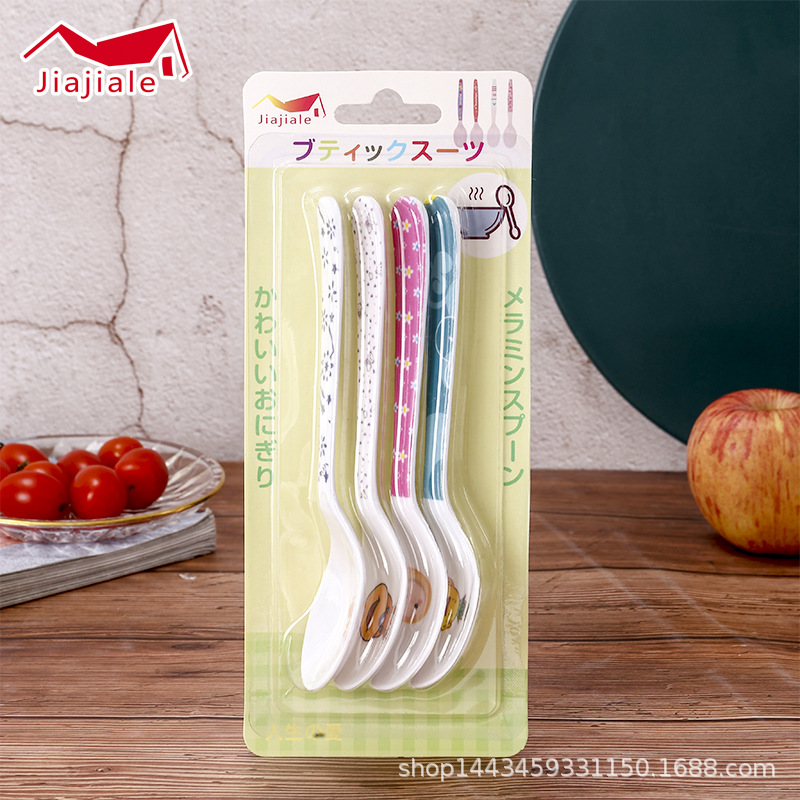 Melamine spoon, long-handled spoon, porcelain imitation colored hook spoon, porcelain imitation ramen hot pot spoon, soup spoon, spoon, commercial restaurant details Picture