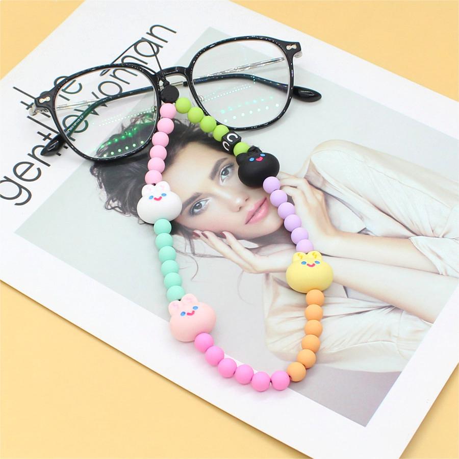 Tian Xiwei the same cute girl butterscotch bunny color acrylic multi-purpose put lost mobile phone chain details Picture