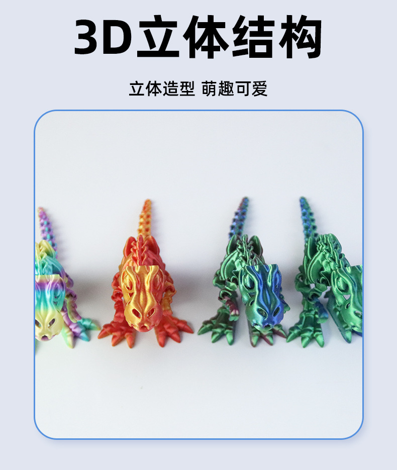 跨境3D打印霸王龙恐龙骨架一体式颅骨可活动关节大嘴工艺品玩具详情5