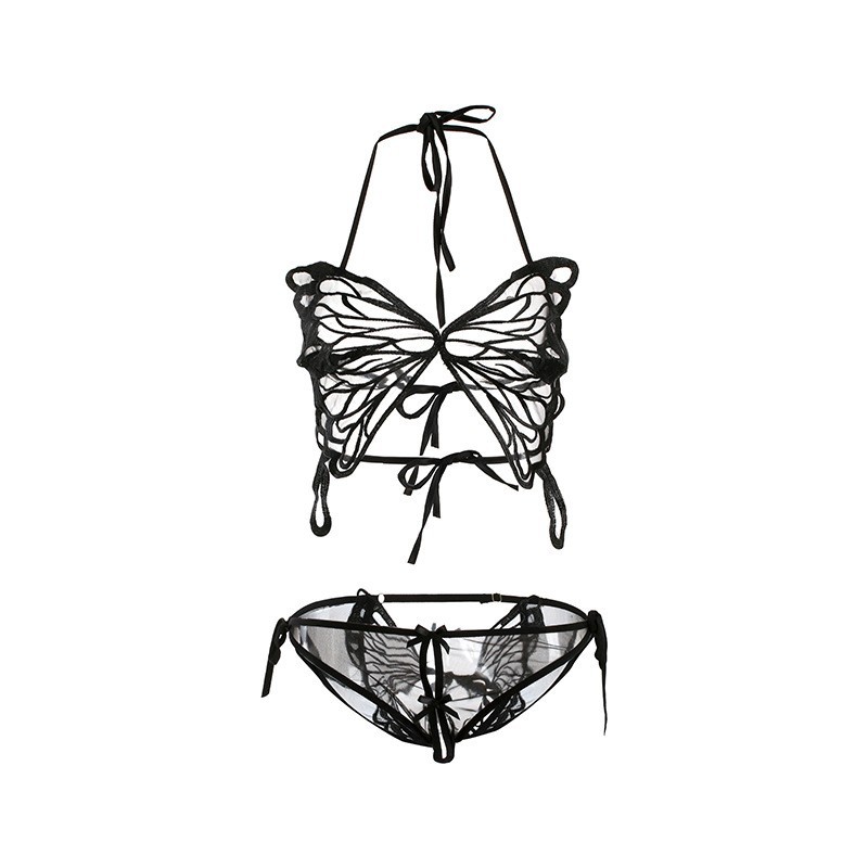 Shuoyao Erotic Lingerie Sexy Butterfly Belly Band Lace-up Large Size Hot and Seductive Uniform no-Take Pajama Set 268 Item Picture