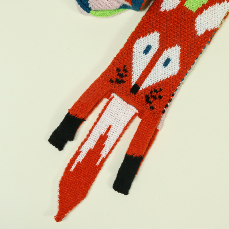 Cute Fox Plush Scarf Winter Female 2023 New Instagram Cartoon Furry Warm Student Bib Specification drawing