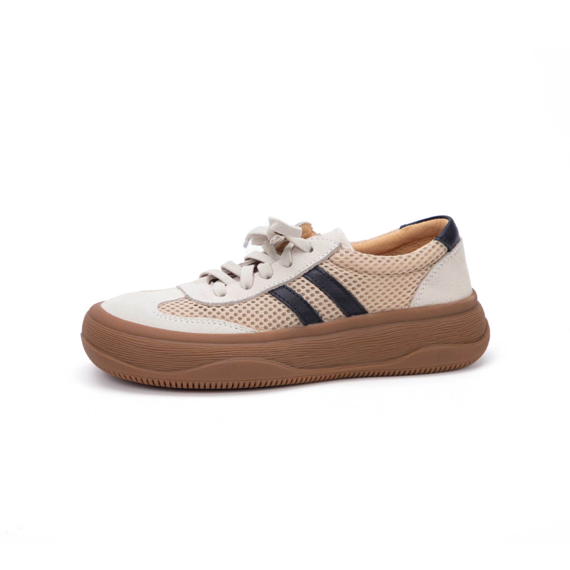 Wholesale of new breathable mesh shoes, thick-soled, anti-slip, comfortable and casual board shoes for women with genuine leather mesh in spring/Summer 2025 Item Picture