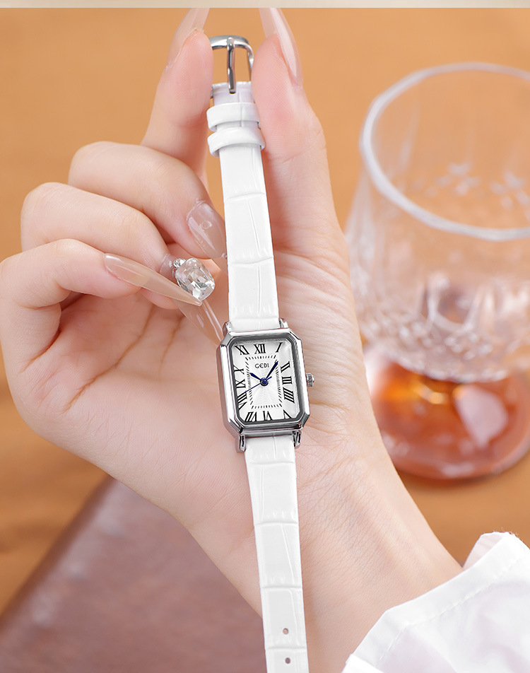 歌迪经典款复古小方简约高级学生款真皮腕表手表女士精致百搭详情4