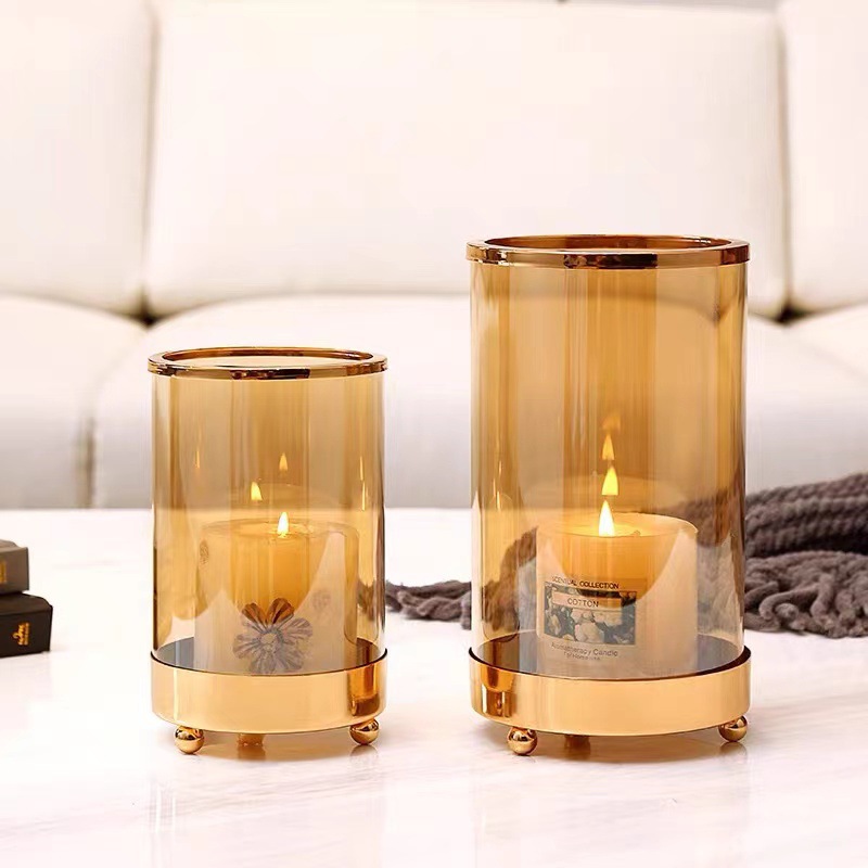 Light Luxury Style Transparent Glass Candlestick Vase Living Room Table Decoration Ornaments Candlestick Vase Dual-Purpose Rote Ornaments details Picture