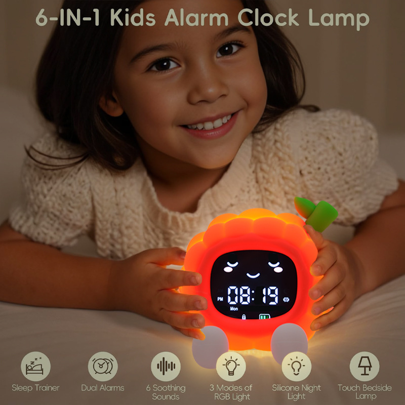 Cross-border 2025 New alarm clock light, breathing light, silicone light, pat light, night light, white noise sleep device, music light details Picture