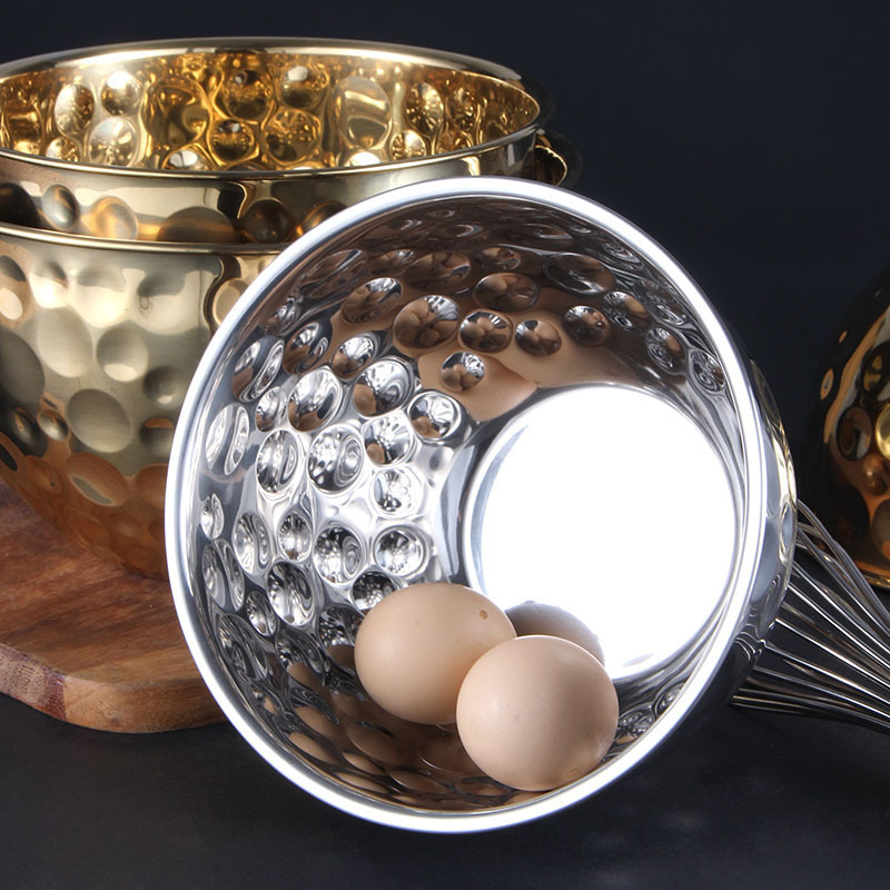 Cross-Border Stainless Steel Thickened Large Salad Bowl Home Whisk Bowl Hotel Decoration Fruit Bowl Wholesale Basin Kt Set