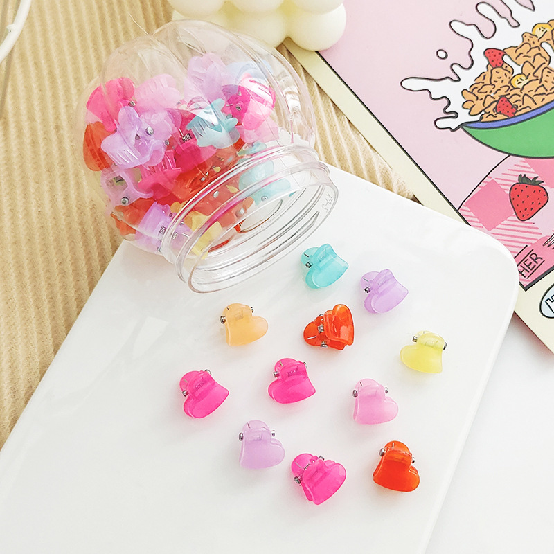 Cute mini Mini Grab Pumpkin Box Canned Children's plastic candy color headwear Love Crown Flower small hair accessories details Picture
