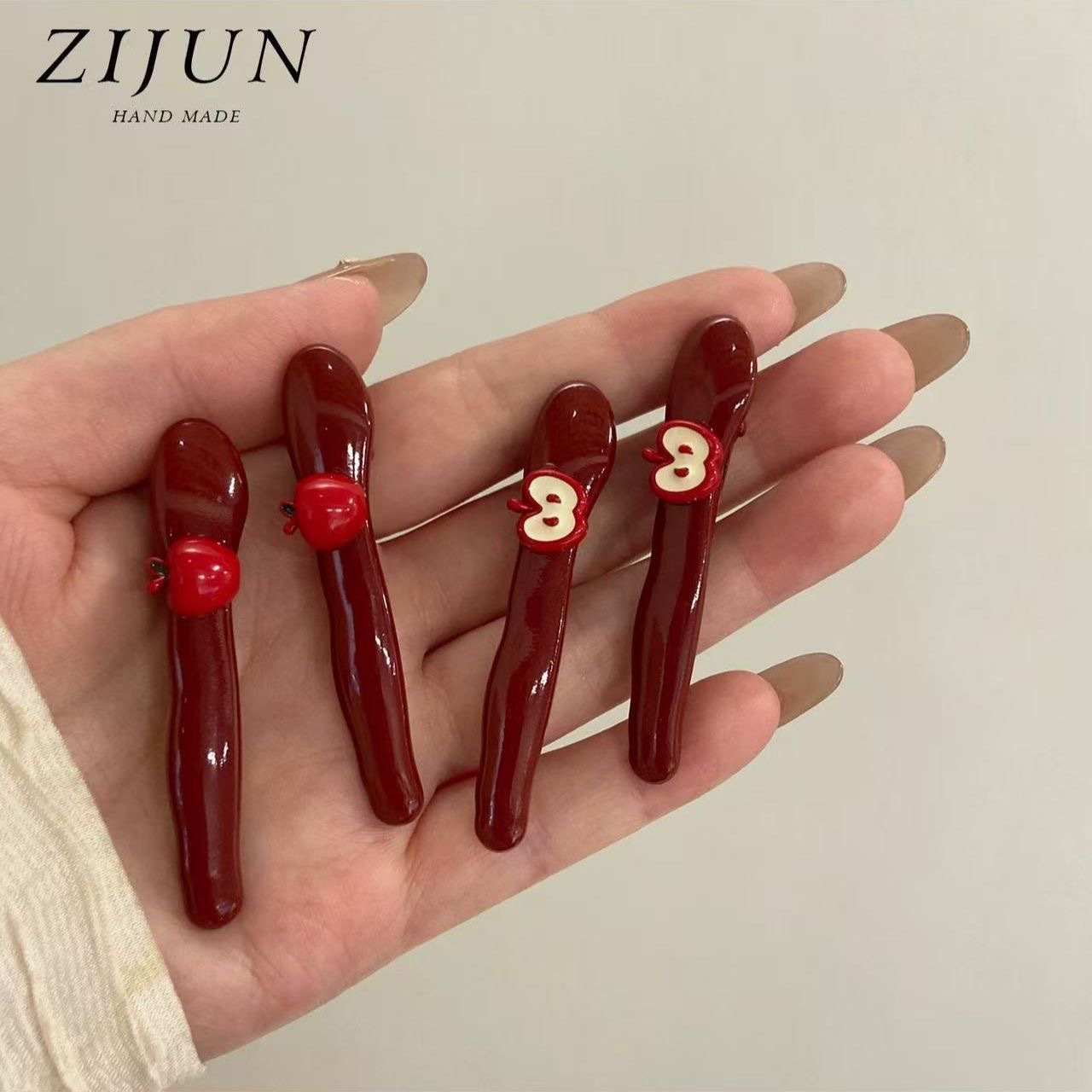 韩国可爱小苹果刘海发夹刘海发卡安可拉红高颜值侧边鸭嘴一字夹详情1
