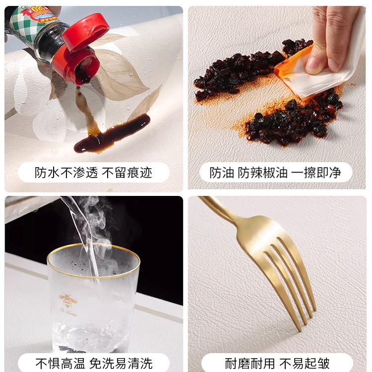 Wabi-sabi style modern, simple, fashionable and elegant placemats, waterproof and oil-resistant small table MATS, leather dining table heat insulation MATS, hotel plate MATS, light luxury style Western placemats, leather Application Scenario