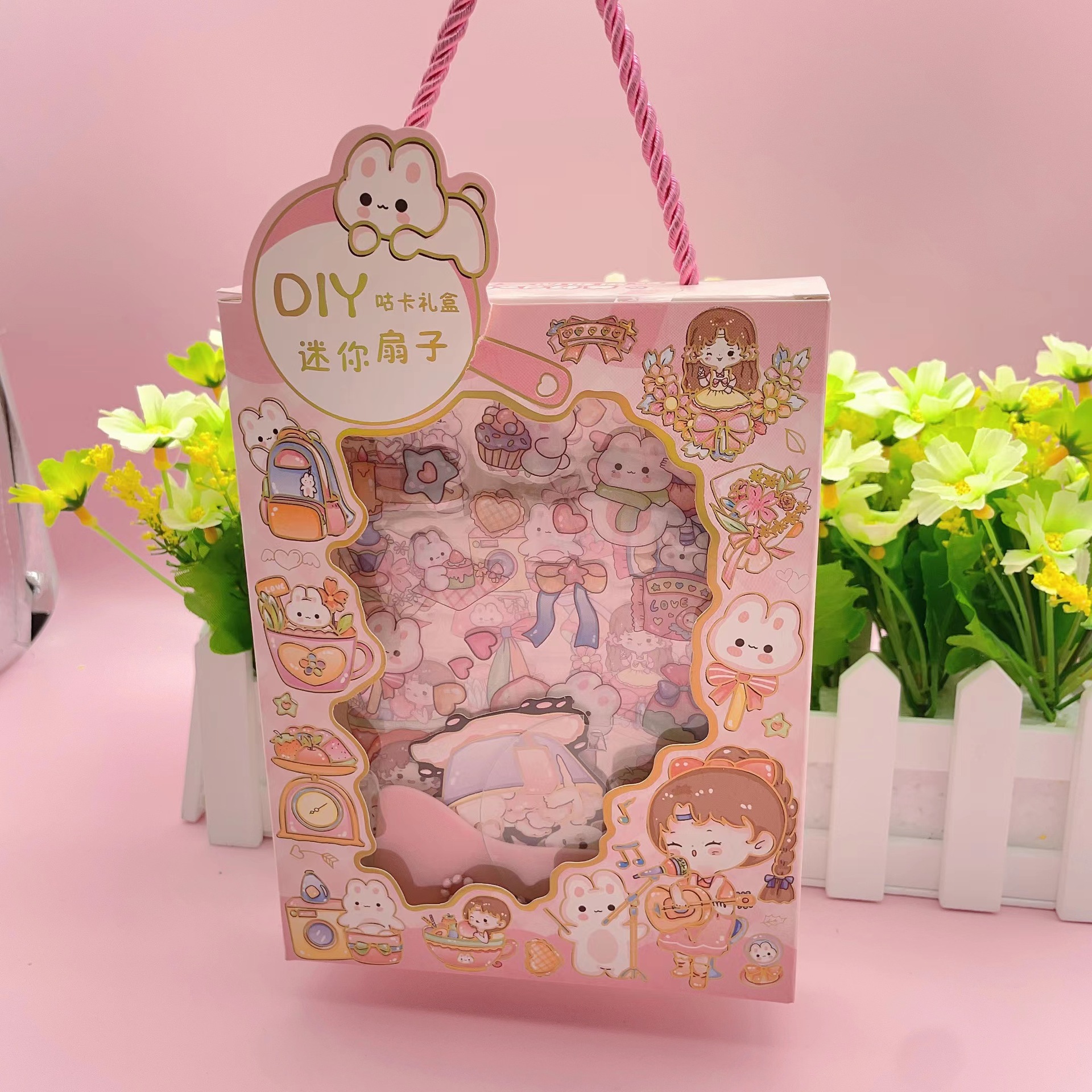 Free Mail New Portable Mini Fan Goo Card Hand Account Gift Box Set Boxed Pet Hand Account Stickers Wholesale Application Scenario