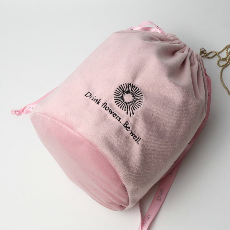 Hot-selling round-bottom velvet drawstring bags, custom-made accessories, gifts, storage drawstring bags, velvet jewelry bags, embossed Specification image