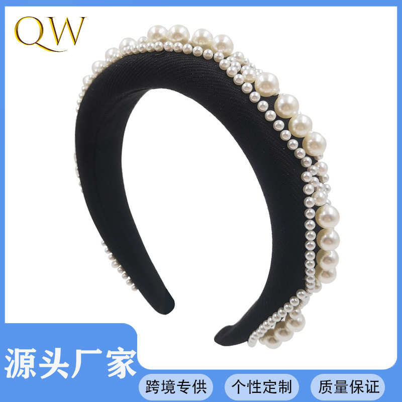 Qiwei Accessories Exclusive Qiwei Accessories Exclusive Spring New Style pearl imitation headband, European and American headband with pearl inlay Qiwei Accessories Exclusive Qiwei Accessories Exclusive Spring New Style pearl imitation headband, European and American headband with pearl inlay