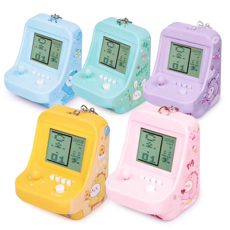 Cross-border classic and nostalgic Tetris game toy gift pendant mini handheld game console keychain Item Picture