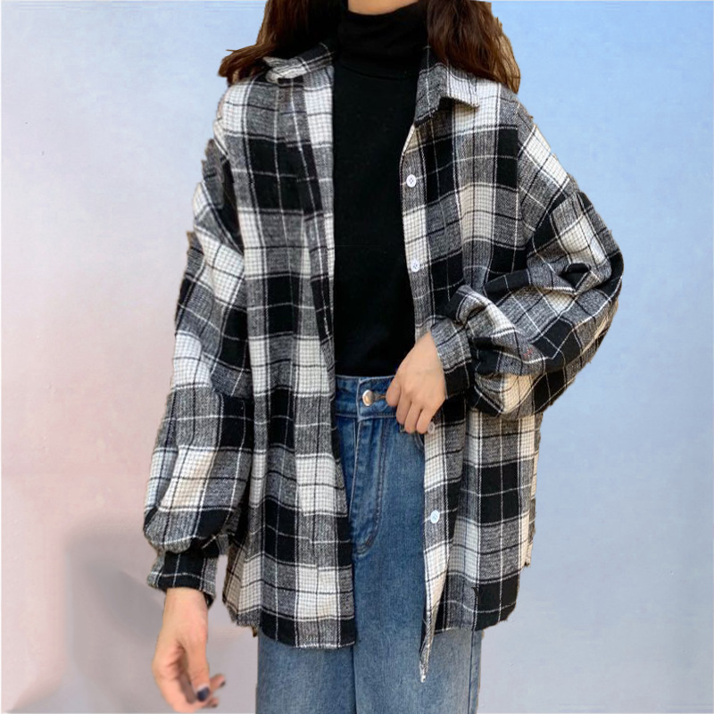 Cross-border retro Hong Kong-style long-sleeved shirt women's new autumn Korean loose mid-length cardigan jacket Application Scenario