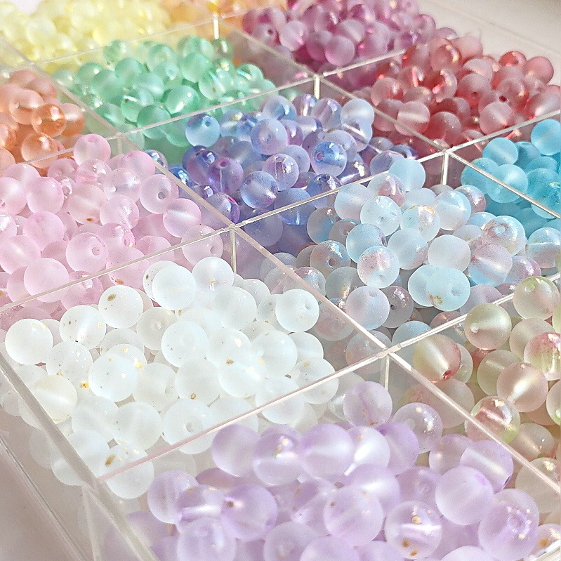 8/10mm straight-hole gold-sprinkled frosted round beads hand-woven bracelets, necklaces, glazed beads, ancient-style accessories Specification drawing