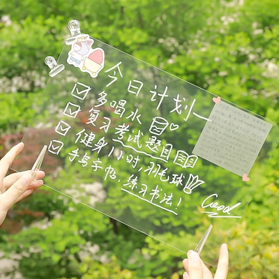 Desktop Simple Transparent Acrylic Writing Board College Students Office Shorthand Message Board Meeting Memo Board