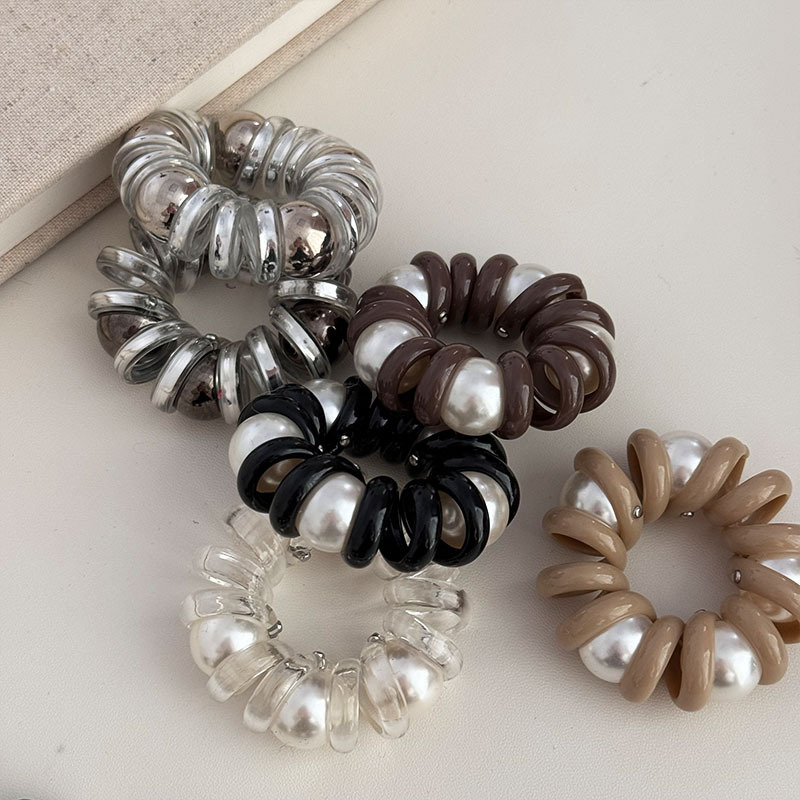 Korean version pearl telephone line hair tie, high-end style, hair tie, hair band, versatile hair band, ponytail hair tie, new hair accessory Specification image